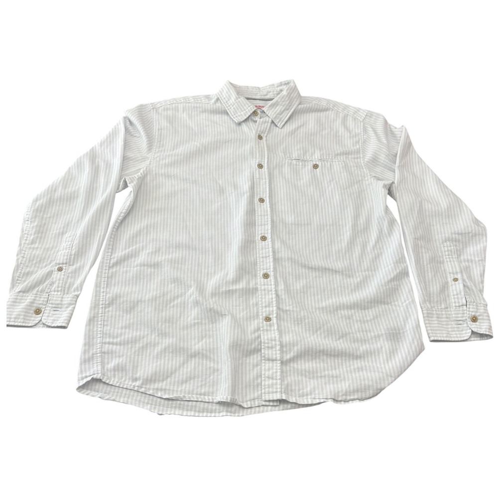 RailRiders Mens Long Sleeve Button Down RR-MES Shirt Blue White Stripe Sz Large